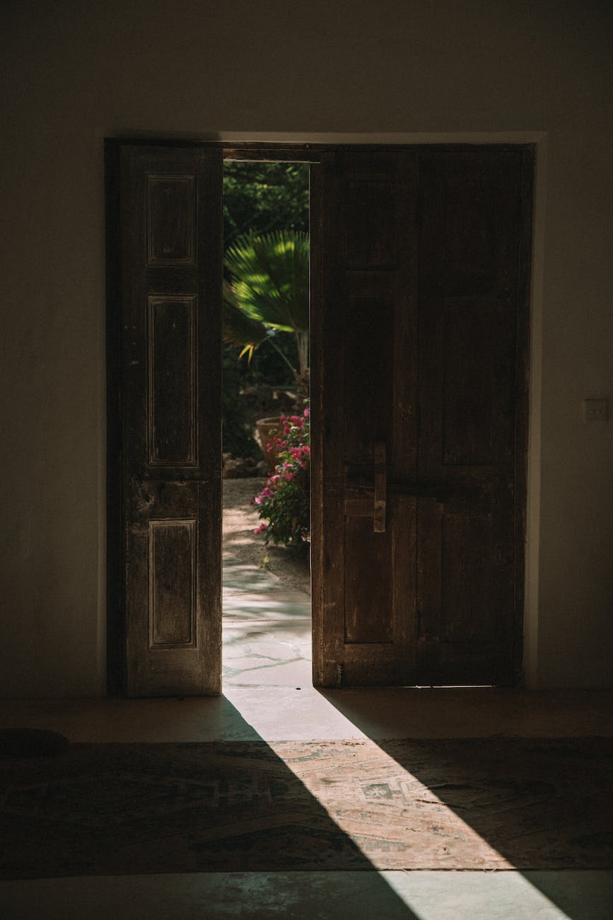 photo of front wooden door open